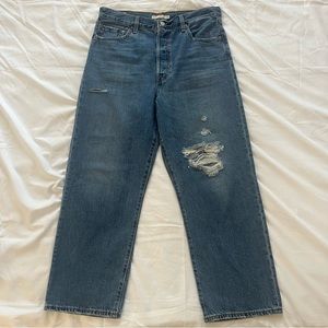 Levi’s Ribcage Straight Ankle Denim Jeans 34x27 Distressed Big E Button Fly